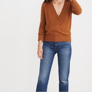 Madewell Faux Wrap Wool Pullover Sweater